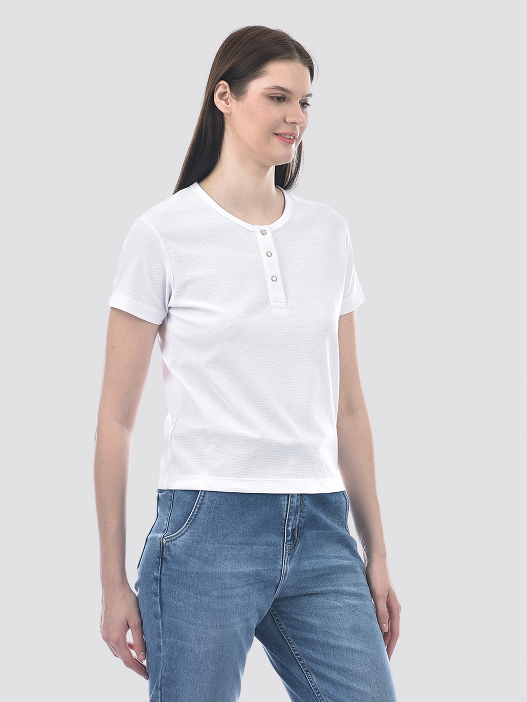 Numero Uno Women Solid White Henley T-Shirt
